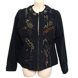 🔵BOGO FREE🔵 Chicos Black Denim Jean Jacket Sz 0